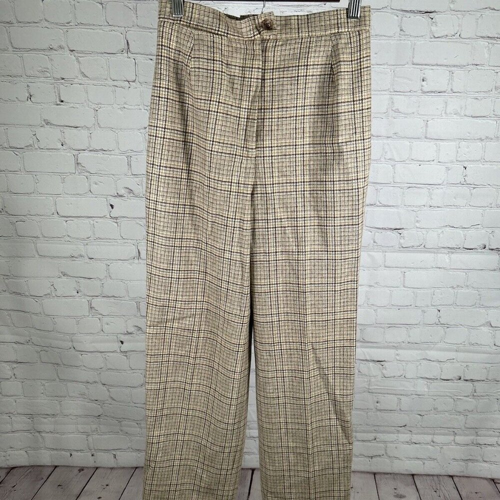 VTG Gordon Of Philadelphia Multicolored Plaid Wool Blend Pants Size 6 (26 x 29)